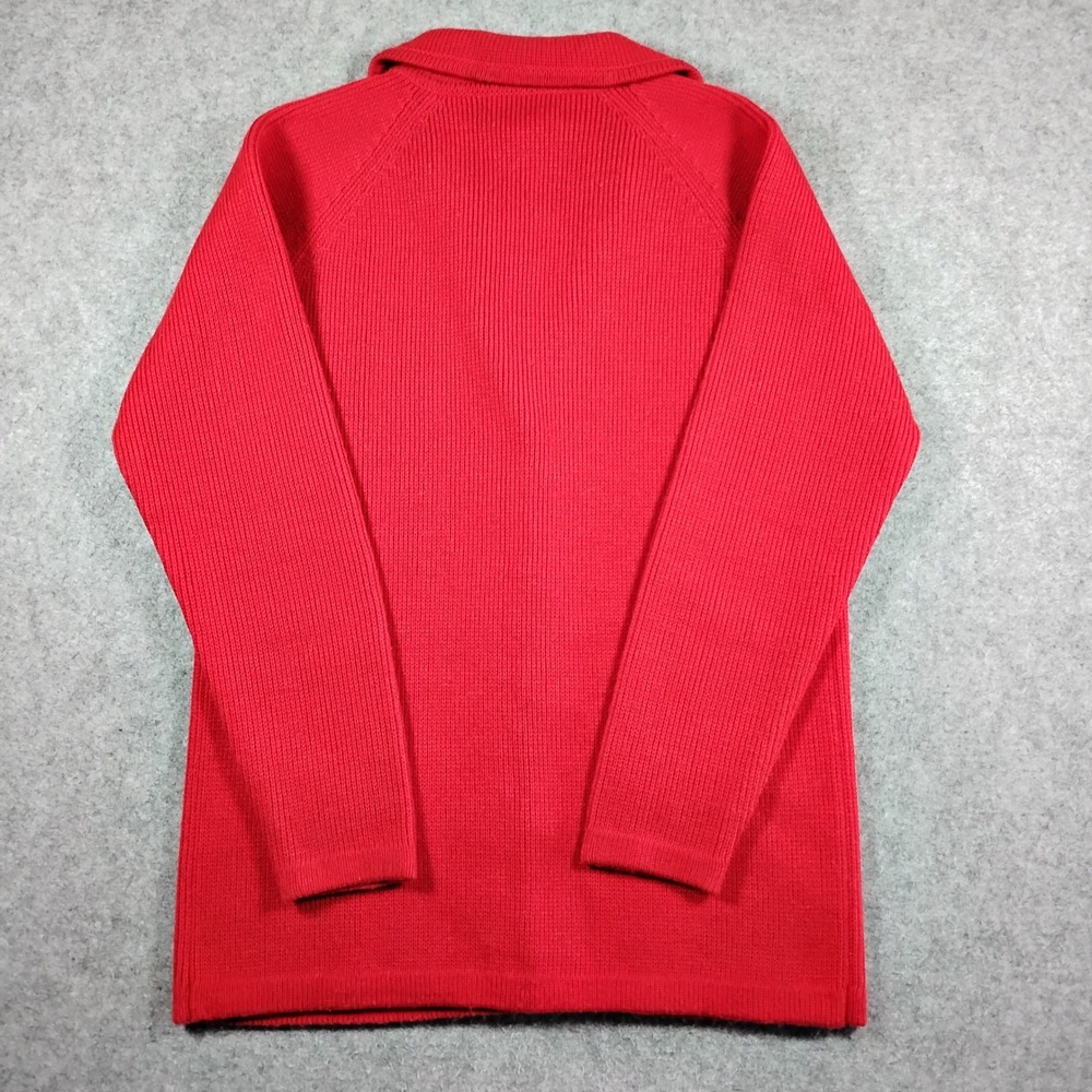 Dayne Taylor Vintage Red Ribbed Cardigan Sweater Gold Buttons Collar M - Picture 7 of 8